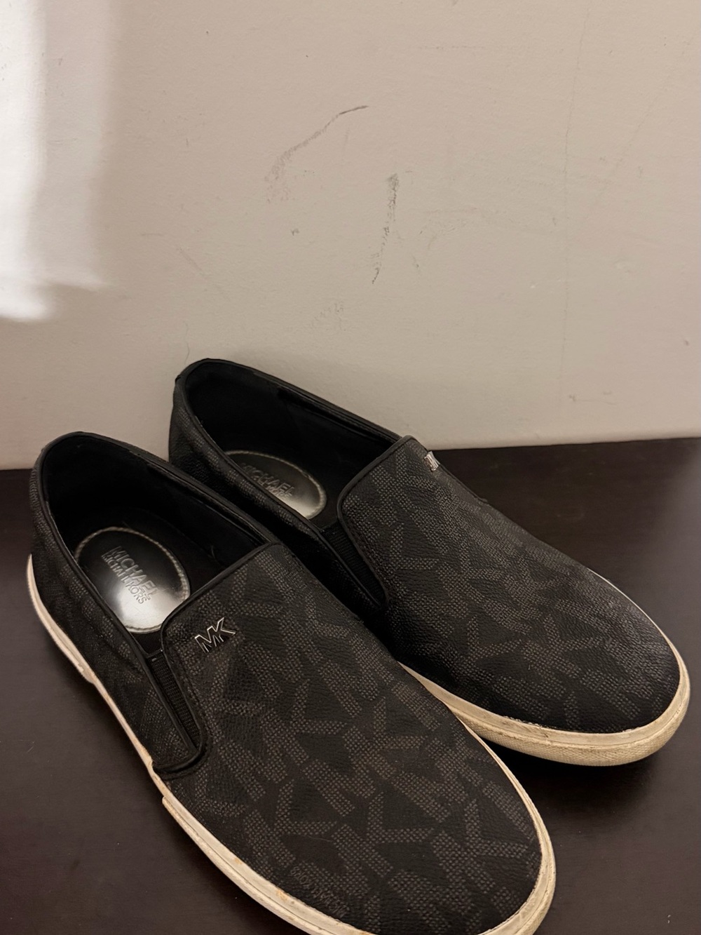 Michael Kors Black Monogram Slip-On Loafers